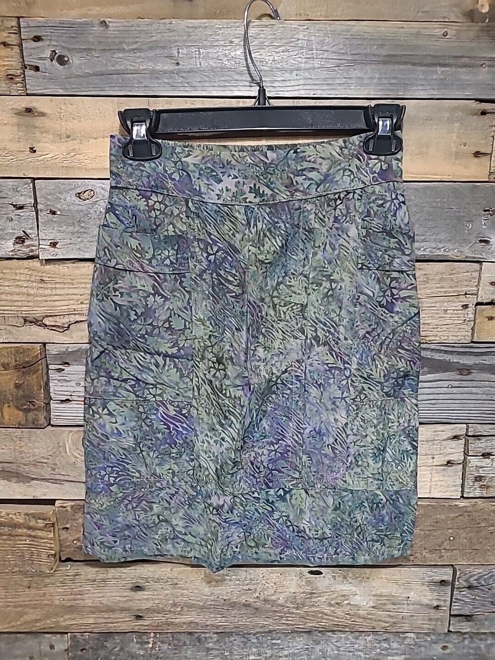 Go Fish Batik Skirt XS Bohemian Beach Island Tribal Natural Hawaiian Blue Green